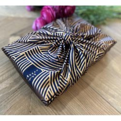 Furoshiki Sillage bleu nuit/or rose réutilisable 55x55 cm