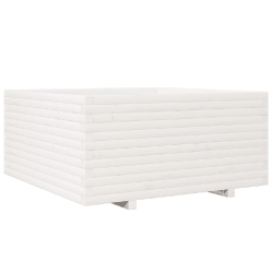 Helloshop26 - Jardinière bac lit surélevé plantes fleurs terrasse jardin 100 x 100 x 49,5 cm bois de pin massif blanc 02_0037263 02_0037263 - blanc