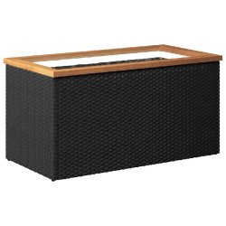 Helloshop26 - Jardinière noire design moderne pour balcon jardin 80 x 40 x 40 cm en résine tressée noire 02_0046631 - noir Bois massif 3000234346025