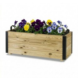 HORTALIA Jardinière Extérieure en Bois avec Renfort en Aluminium GHIO – Terrasse, Jardin ou Balcon – 100x40x40 cm - marron Bois manufacturé 700