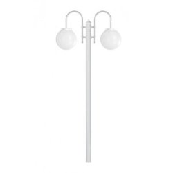 Lampadaire de parc BOOM - 2 bras en forme de boules - IP43 E27 42W - Blanc - Livré avec mat hauteur totale 1915 mm