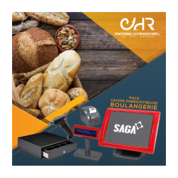 Pack caisse enregistreuse tactile boulangerie - Saga avec lecteur code-barre, logiciel norme 2018 et accessoires