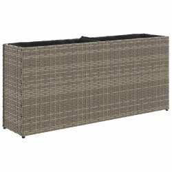 Helloshop26 - Jardinière bac lit surélevé plantes fleurs terrasse jardin avec 2 pots 90 x 20 x 40 cm résine tressée gris 02_0038083 - gris acier