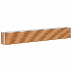 Helloshop26 - Jardinière surélevée design industriel extérieur 485 x 50 x 68 cm drainage optimal en acier galvanisé marron clair - marron acier 3