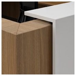 Bureau d'accueil angle Z2 avec accès bas sur le côté - Officity. - Beige, Blanc