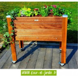 D-papy-bp80x40+rl - jardinière sur pieds en bois à roulettes - 80cmx40xht 89 cm
