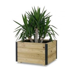 HORTALIA Jardinière Extérieure en Bois avec Renfort en Aluminium PUN – Terrasse, Jardin ou Balcon – 60x60x40 cm - marron Bois manufacturé 700110-AL40
