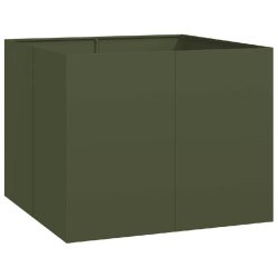 Helloshop26 - Jardinière carrée avec fond ouvert 100 x 100 x 80 cm design moderne jardin balcon en acier vert olive - vert acier 3000237003192