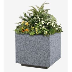 Jardinière Kube UM1372 - béton préfabriqué gris granite - aspect rugueux