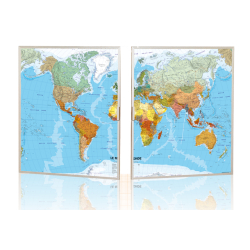 Triptyque sur mesure - panneau mural avec cadres pivotants - carte géographique ou tableau blanc