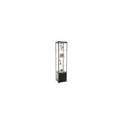 Vitrine d'exposition LED - H.200 x L.45 x P.45 cm - Noir - Réf.2228407 - Verre sécurité, aluminium robuste, éclairage LED