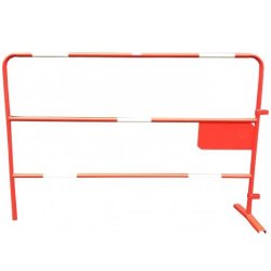 Barrière de chantier rouge ø 25 mm petite plaque - l1.50xh1m - barchaprbjs