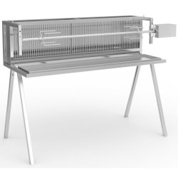 Tournebroche méchoui bois L1400 - inox professionnel jusqu'à 60 kg - réf. Toumatbb14