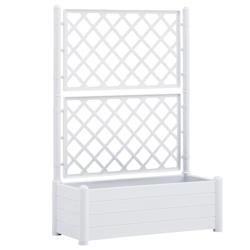 Helloshop26 - Jardinière avec treillis 100 x 43 x 142 cm jardin plantes fleurs PP blanc 02_0000809 - blanc 3000071421534