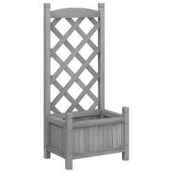 Helloshop26 - Jardinière bac lit surélevé plantes fleurs terrasse jardin avec treillis bois massif de sapin gris 02_0038323 - gris Bois massif 3000