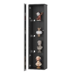 Merax Vitrine LED 40 × 29 × 170 cm, vitrine en verre noir, vitrine de collection avec contrôle par application, 4 niveaux - noir multi-matériau N8
