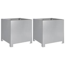 Helloshop26 - Jardinière bac lit surélevé plantes fleurs jardin terrasses lot de 2 40 x 40 x 40 cm acier galvanisé Argent 02_0038956 - acier 30002