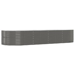 Helloshop26 - Jardinière bac lit surélevé plantes fleurs terrasse jardin de jardin 367 x 140 x 68cm acier enduit de poudre gris 02_0039443 - gris a