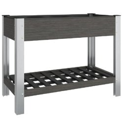 Helloshop26 - Jardinière bac lit surélevé plantes fleurs terrasse jardin de jardin avec étagère 100 x 50 x 75 cm WPC gris 02_0039771 - gris alumi