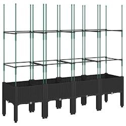 Helloshop26 - Jardinière bac lit surélevé plantes fleurs terrasse jardin avec treillis 160 x 40 x 142,5 cm PP noir 02_0038273 - noir 3000214203805