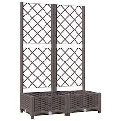 Helloshop26 - Jardinière bac lit surélevé plantes fleurs terrasse jardin avec treillis 80 x 40 x 121,5 cm PP marron 02_0038303 - marron 3000214192161