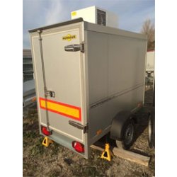 Petite remorque frigorifique Humbaur 3m3 - parois isothermes - groupe frigo 220V - 2m x 1m x 1,5m