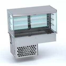 Combisteel vitrine réfrigérée encastrable avec structure en verre carrée et store GN4/1 - 7422242924945