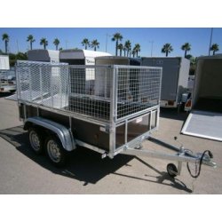Remorque utilitaire 251x133x40 cm - 2 essieux - bois antidérapant - 500 kg PTAC - pont + grille - promo