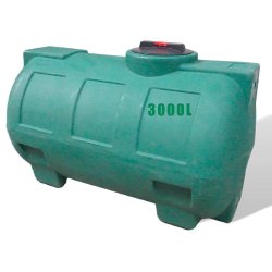 Cuve de récupération d'eau de pluie 3000L - Polyéthylène aérienne verte - Horizontale