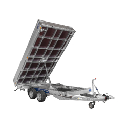 Remorque Tri-benne SARIS HEAVY DUTY - 406 x 204 cm - PTAC : 3500 kg - 2 Essieux - Freinée - Pompe Electrique - Référence K3 406 204 3500 2 HD E