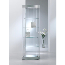 Vitrine d'exposition 209/OPVA - Cylindrique Ovale en verre trempé - Gris clair