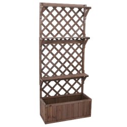 Décoshop26 - Bac à fleurs surélevé avec treillis et étagères jardinière 177  x 77 x 33 cm en bois marron 04_0008917 - Bois massif 3000267220200