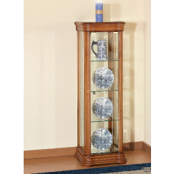Vitrine colonne en bois DV81VA - merisier - 3 tablettes réglables - porte avec serrure