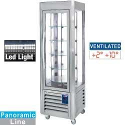 Vitrine réfrigérée panoramique - 5 plateaux tournants - 360 litres - Inox - Sne/rn-a1