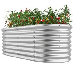 Helloshop26 - Jardinière 165 x 80 x 60 cm fond ouvert circulation d'air optimale style contemporain en métal argent 20_0012336 - vert métal 3000227
