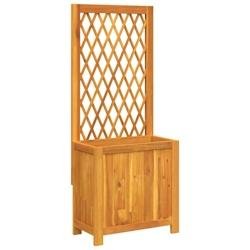 Helloshop26 - Jardinière bac lit surélevé plantes fleurs terrasse jardin avec treillis 55 x 29,5 x 132 cm bois massif d'acacia 02_0038299 - marron