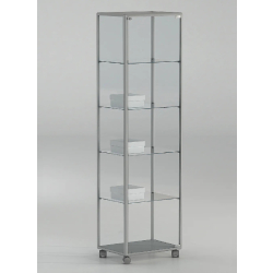 Vitrine d'exposition colonne 51-18PVA - verre trempé, profondeur 37cm, gris clair