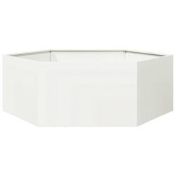 Helloshop26 - Jardinière bac lit surélevé plantes fleurs terrasse jardin hexagone 138 x 120 x 45 cm acier blanc 02_0038637 - blanc acier 3000217657803