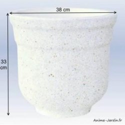Bac rond Corinto - 253510 - 38 cm - Poterie de jardin Framusa en marbre grainé, robuste et résistante au gel