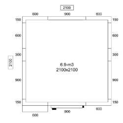 Chambre froide 6,9 m³ - Dimensions 2,1 x 2,1 m - Isolation de 80 mm - Acier inoxydable AISI 304