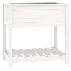Helloshop26 - Jardinière bac lit surélevé plantes fleurs terrasse jardin avec étagère 82,5 x 54 x 81 cm bois massif de pin blanc 02_0038405 - bla