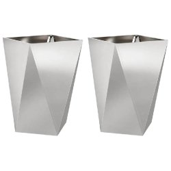 Helloshop26 - Lot de 2 jardinières rectangulaires modernes pour extérieur 50 x 50 x 75 cm en acier inoxydable argent - inox 3000237726039