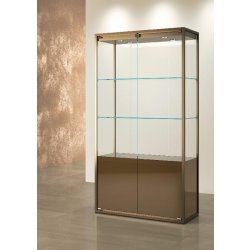 Vitrine haute bronze anodique avec rangement occulté - verre trempé sécurit - L 95 P 45 H 190 cm - STM95VR-BR