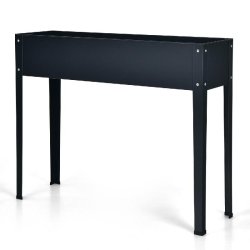 Helloshop26 - Jardinière surélevée 100 x 30 x 80 cm avec trous de drainage et espace de rangement style moderne en acier galvanisé 20_0012214 - no