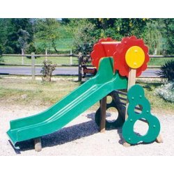 Toboggan décor Fleur - De 1 à 6 ans - Pin traité autoclave, garanti 10 ans