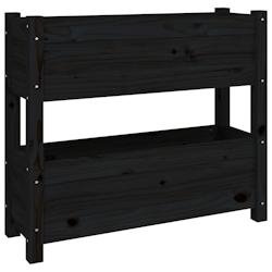 Helloshop26 - Jardinière bac lit surélevé plantes fleurs terrasse jardin 77 x 25 x 66 cm bois massif de pin noir 02_0037853 - noir Bois massif 3000