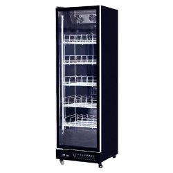 Romux® Professional Vitrine Réfrigérée MD 1 Porte Noir 450 Litres avec éclairage LED Ventilées | Réfrigération Verticale Positive - noir inox