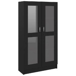 Helloshop26 - Armoire à vitrine classique 82,5 x 30,5 x 150 cm espace de rangement déco intérieur en bois d'ingénierie noir 02_0047756 - noir verr
