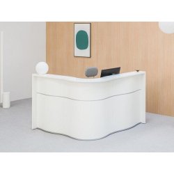 Banque d'accueil Wave avec façade ondulée en stratifié brillant ou mat