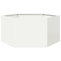 Helloshop26 - Jardinière bac lit surélevé plantes fleurs terrasse jardin hexagone 104 x 90 x 45 cm acier blanc 02_0038631 - blanc acier 3000217657575